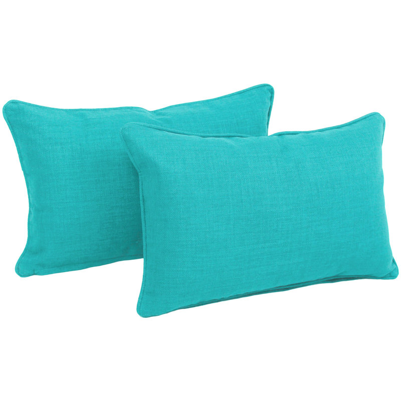 Outdoor Reversible Throw Pillow, Aqua Blue