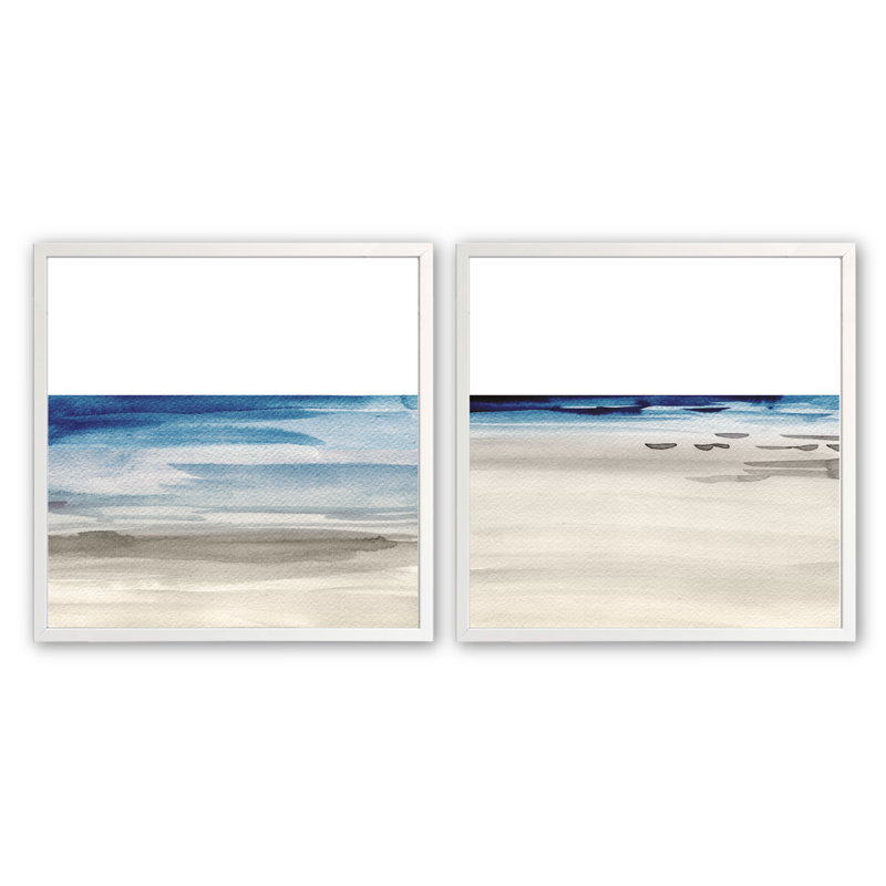 «Coastal Serenity», impression sur papier 2 pièces, H 17,5 po x l 17,5 po x P 1 po, Blanc opaque