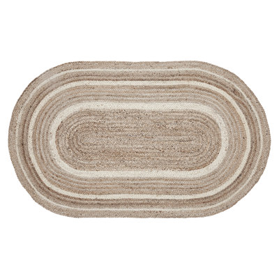 Festive Finds Mulinix Geometric Machine Made Braided Jute/Cotton/Acrylic Area Rug in Natural Cream