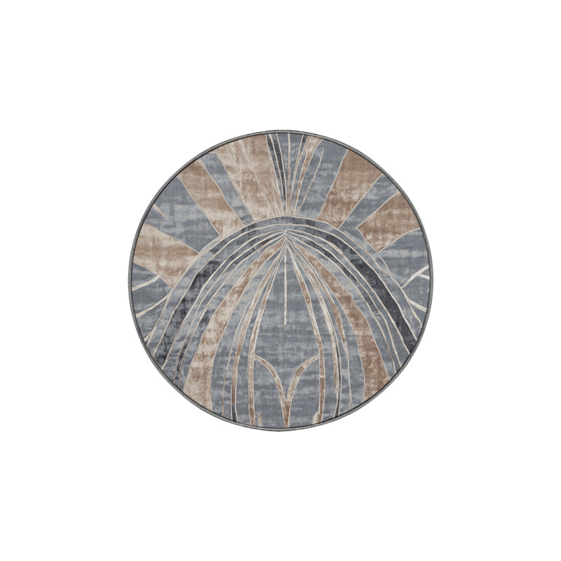Machine Washable Gray Area Rug, Round 6'