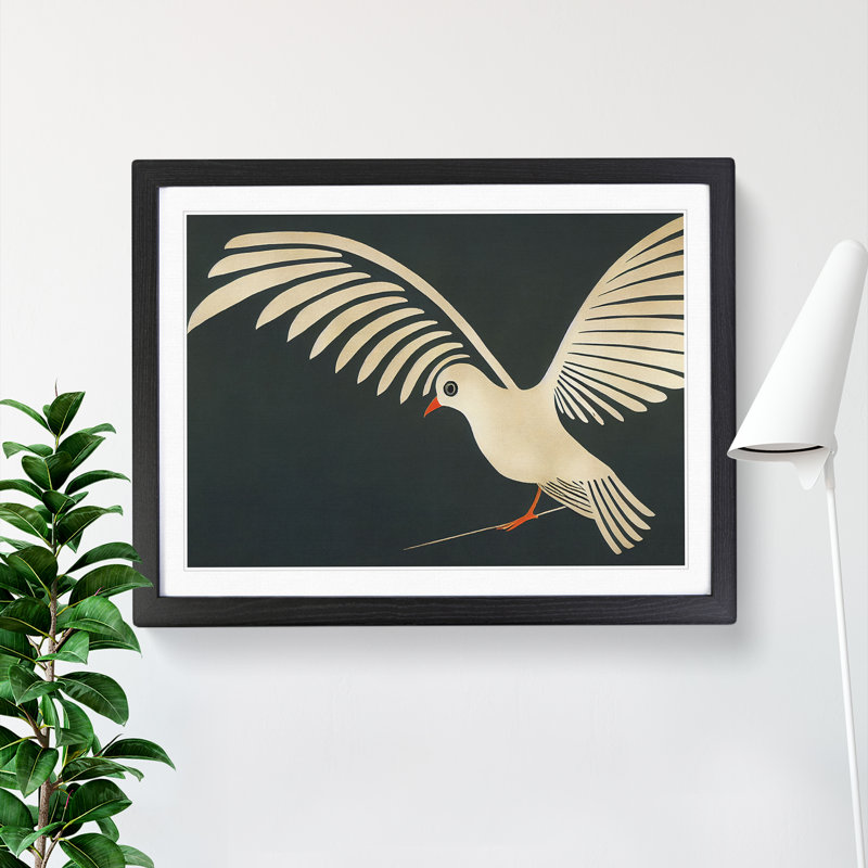 Incredible Dove Bird Abstract - Single Picture Frame Print, Black, 46cm H x 64cm W x 2cm D