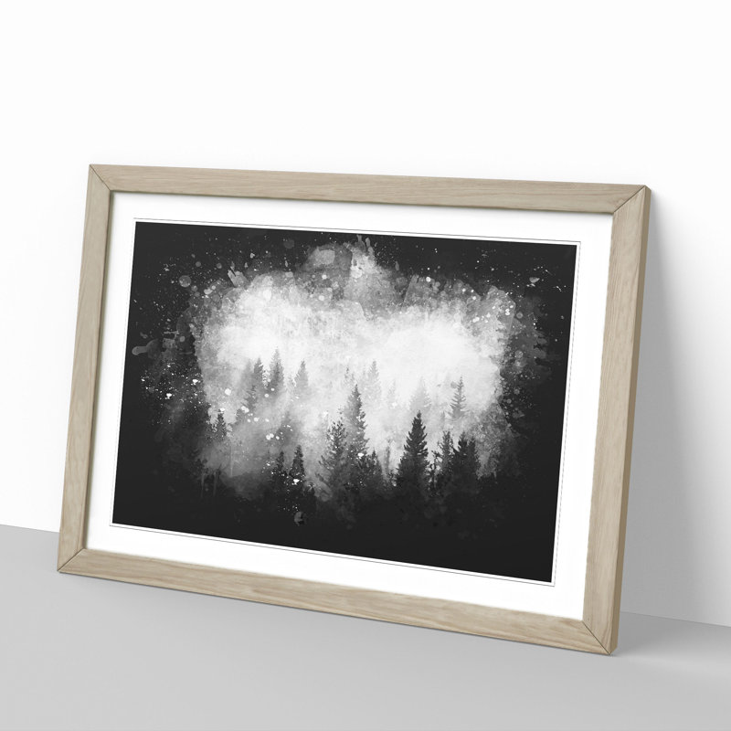 The Misty Forest - Picture Frame Graphic Art, 65cm H x 90cm W x 2cm D, Oak Framed