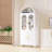 73-Inch (Approximately 185.4 Cm) High-Metal Arched Kitchen Food Cabinet, Modern Farmhouse Chinese Storage Cabinet, With Glass Doors And Adjustable Shelves, Multi-Functional Cabinet Suitable For Kitchen, Dining Room And Bathroom-881270722