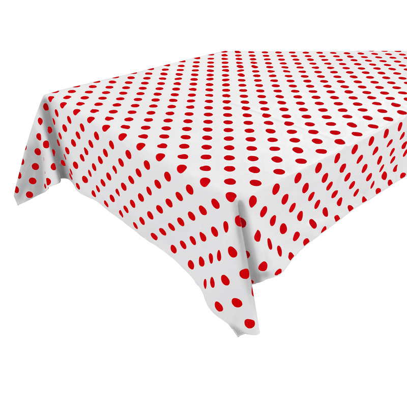 Polka Dots Print Tablecloths, 84" L x 58" W, Red/White