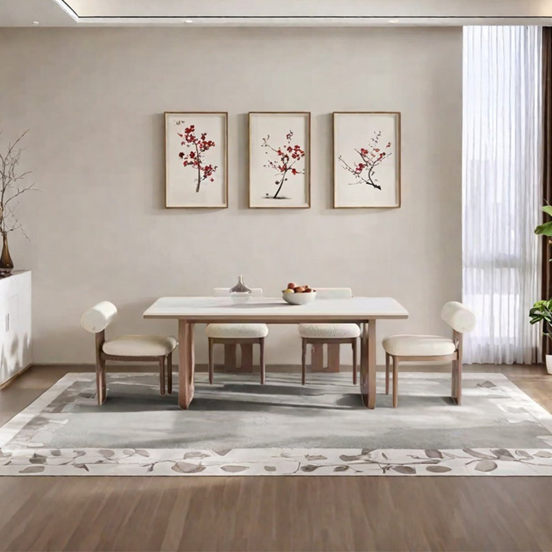 Ensemble de table de salle à manger unique en pierre frittée, H 29,53 po x L 55,12 po x l 31,5 po