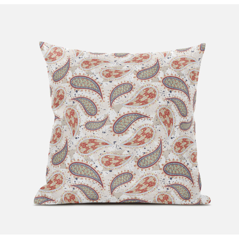 Coussin à fermeture à glissière On, 16" x 16", Orange/Blanc