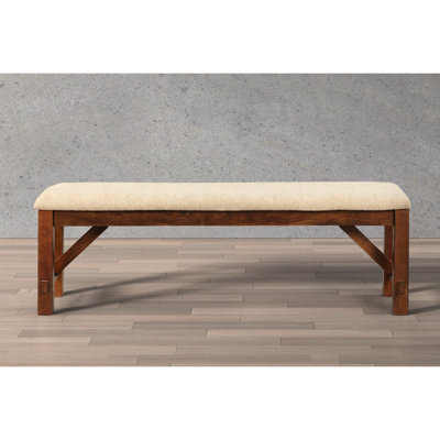 Solid Wood Dining Bench With Dark Hazelnut Seat, 100% Upholstered Tan, Thick And Robust Legs, 60"L X 16"W 20.25"H Tan Finish, & Strong 60" 16" 20.25