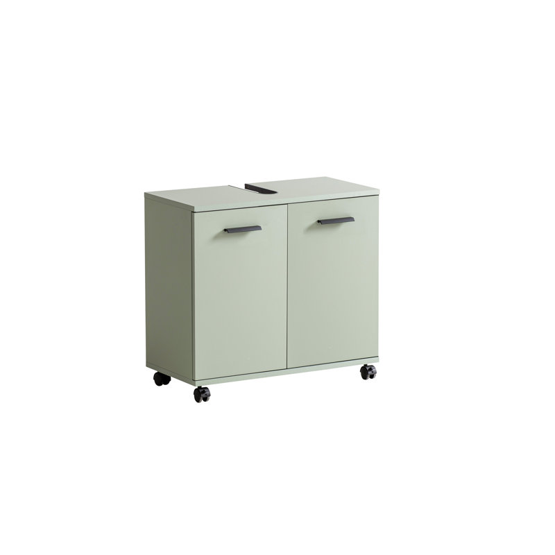 Hafley Bathroom Storage Cabinet, Pistachio/Matte Black