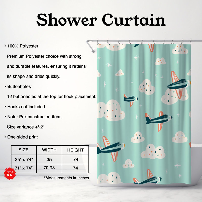 Rideau de douche Sky Style - Premium, H 74 po x l 71 po
