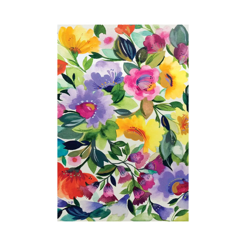 Lavender Zinnias 1 Piece Wrapped Canvas Painting, 66.04 cm H x 45.72 cm W x 3.175 cm D