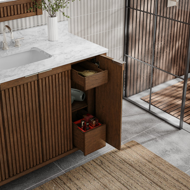 Through Lines 48" Single Bathroom Vanity, Brown, 8" Widespread