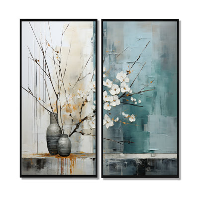 Subtle Serenity II - ensemble d'art mural moderne bleu sarcelle 2