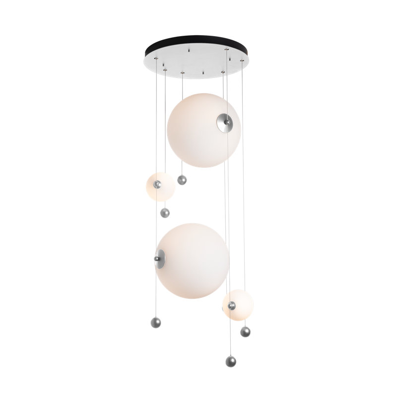 Abacus 4 - Light Cluster Globe LED Pendant, Opal, Modern Brass