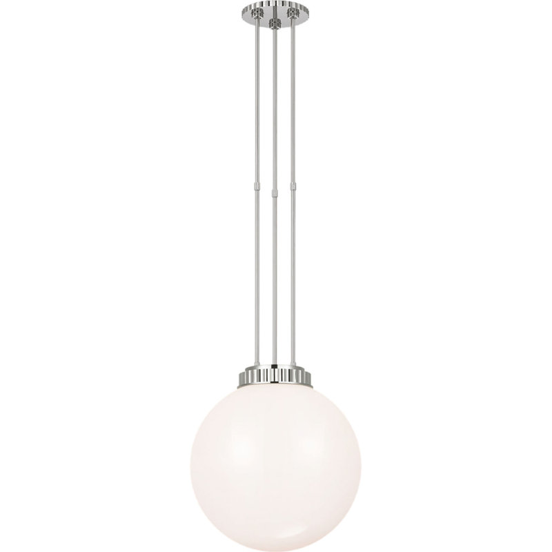 Cavill 16" Pendant with White Glass, Polished Nickel