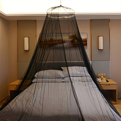 Auvent de lit pour adultes, rideaux de lit à baldaquin noir - auvent pour le lit, décor de chambre de filet, tente de plafond, auvent pour rideaux de lit simple, simple, double et grand