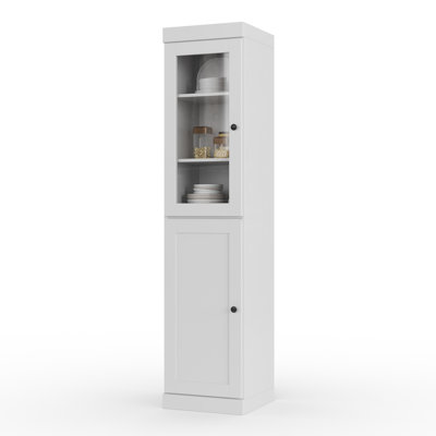 Armoire de cuisine 100% en bois massif, grand rangement modulaire autoportant avec portes en verre et shaker, tablettes réglables, l 16,5 po x H 71,5 po
