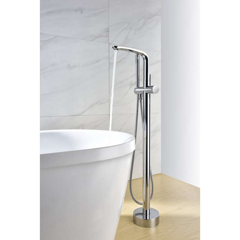 Robinet de baignoire autoportant à poignée simple Sevenfalls, Chrome poli