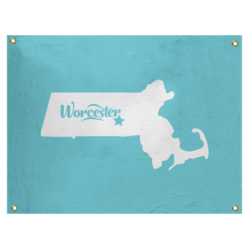 Tapisserie murale worcester massachusetts, H 26 po x l 36 po, Bleu sarcelle