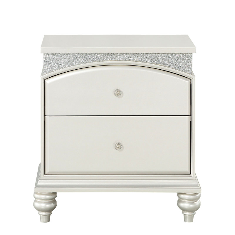 Table de chevet pour chambre à coucher en platine - 2 tiroirs avec fonctionnement sécuritaire pour un style élégant et pratique