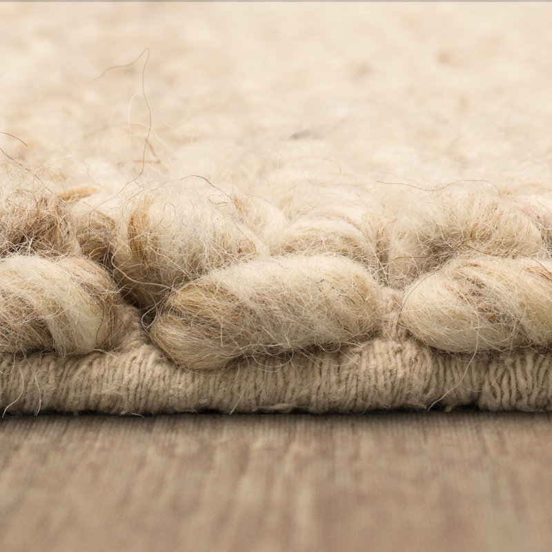 Handmade Red and Oyster Stripe Wool Area Rug, 5' x 8'