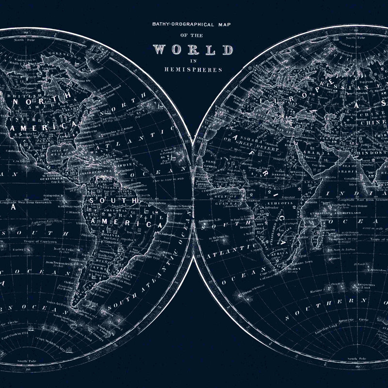 Carte du monde, H 12 po x l 12 po