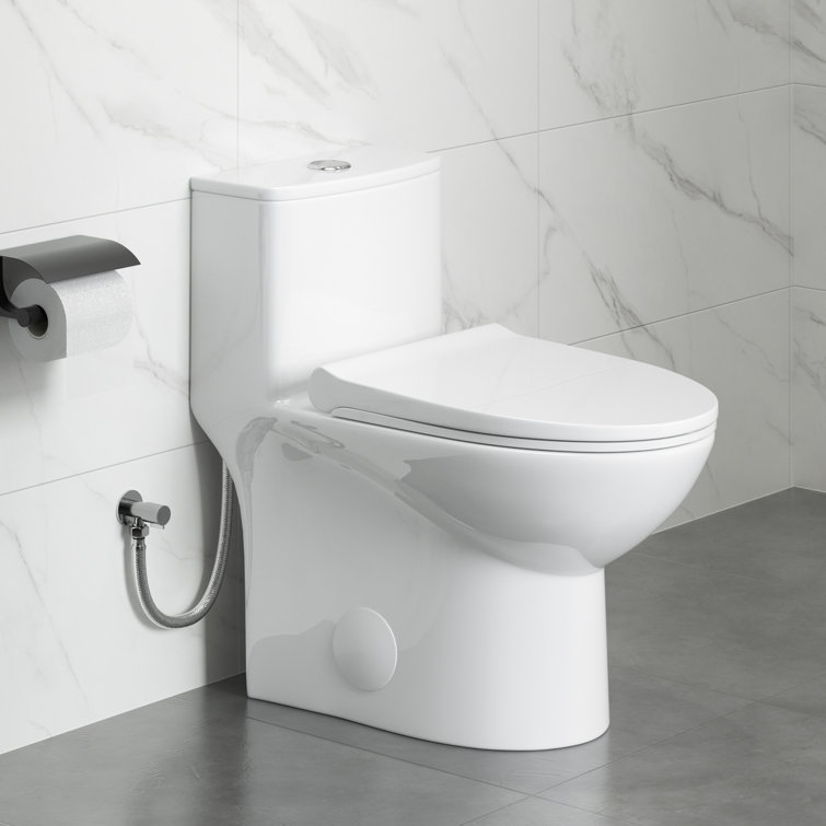 Tucson 26" Depth 1.1/1.6 GPF Siphonic Jet Dual Flush Elongated Compact One-Piece Toilet (Seat Included)