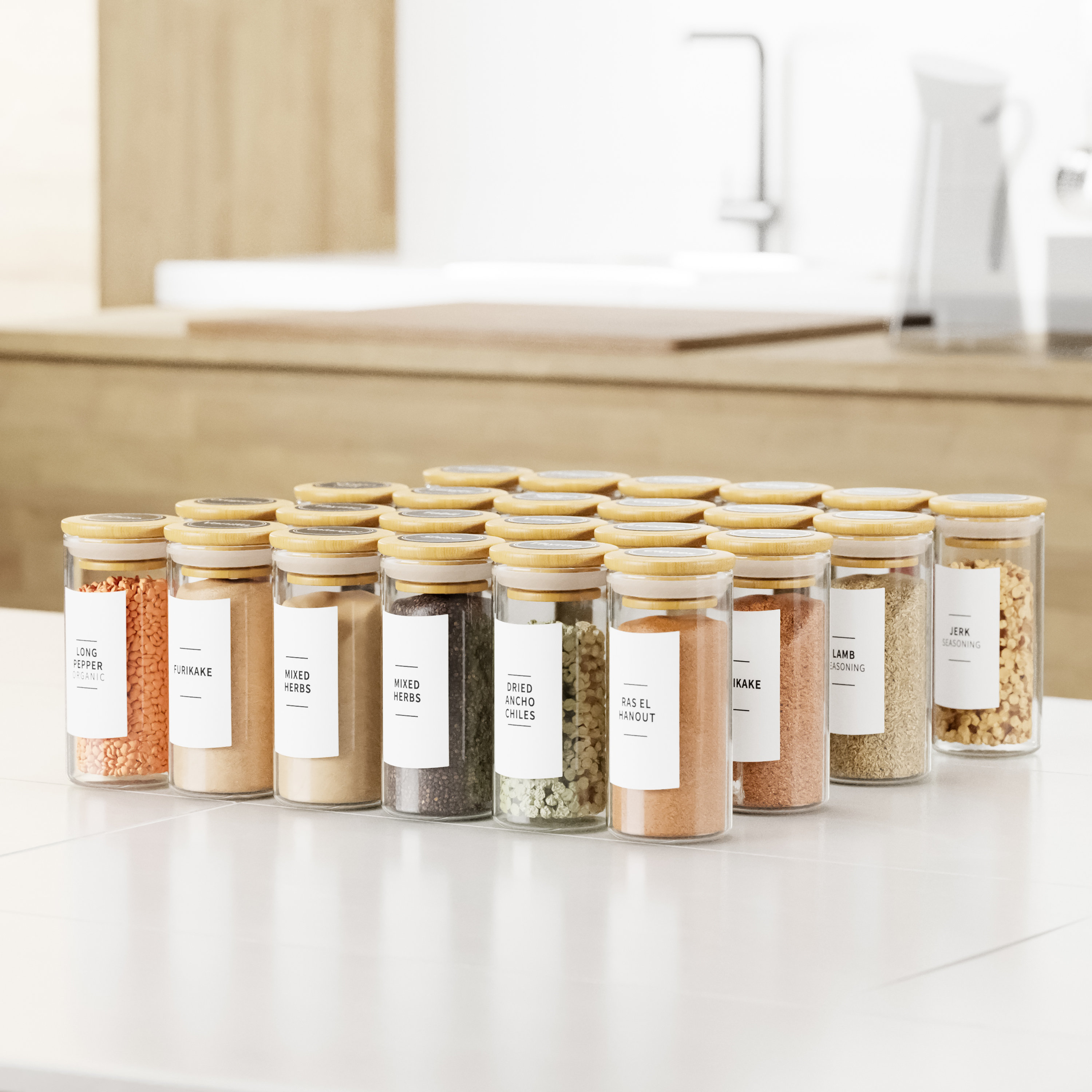 SpaceAid 24-Piece 4oz Glass Spice Jars with Bamboo Lids and Labels – Minimalist Seasoning Containers with Funnel for Spice Rack or Cabinet | Wayfair