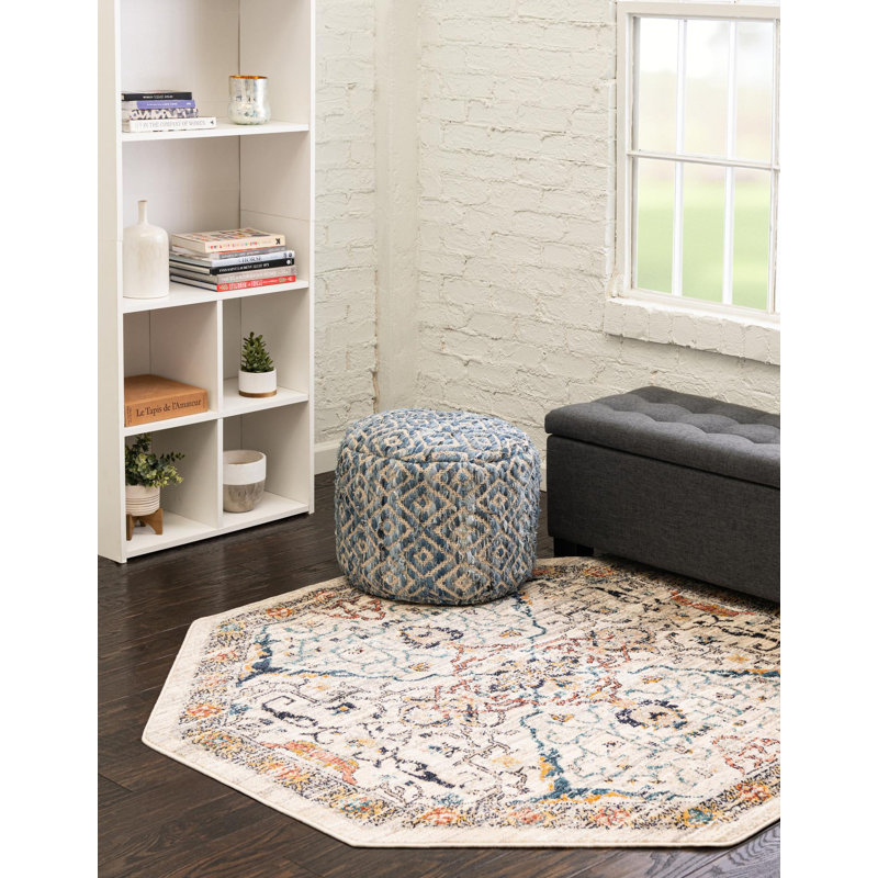 Alkire Floral Indoor Rug, Octagon 3'11" x 3'11"