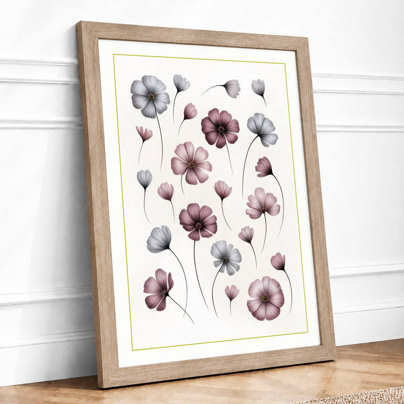 Scattered Blooms Botanical - Framed Print, Oak, A4 - 29.7 x 21.0 cm