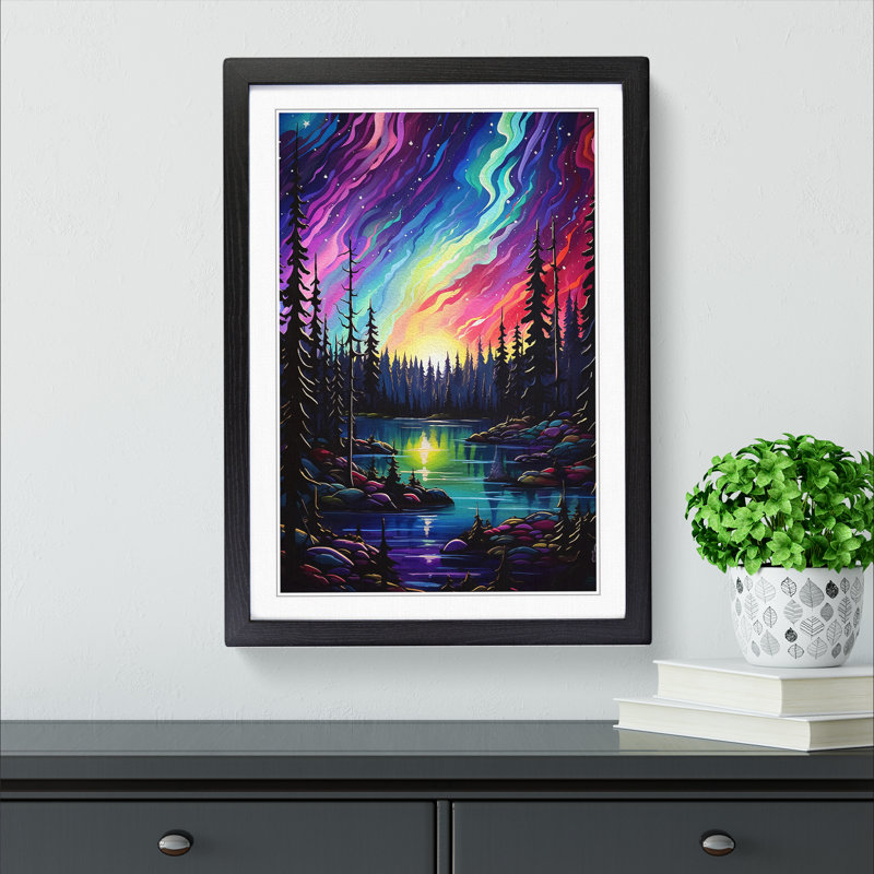 Single Picture Frame Print on Wood, 64cm H x 46cm W, Black Framed