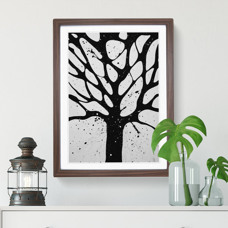 A Monochrome Tree No.2 - Single Picture Frame Print, Walnut Framed, 34cm H x 25cm W x 2cm D