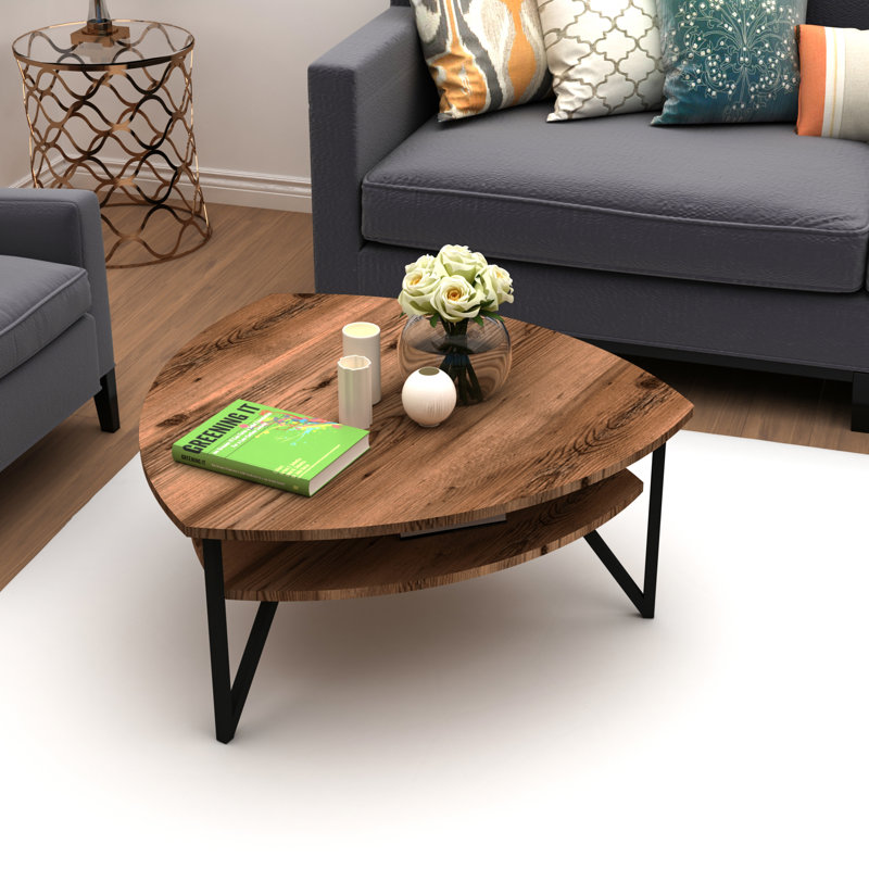 Flinn Three Leg Coffee Table, Light Walnut
