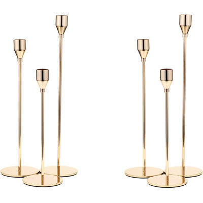 Rose Gold Metal Tabletop Candle holders set of 6