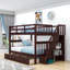 Lit superposé double en bois avec tablettes Mattawa-1863475190