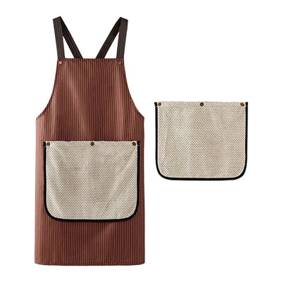 Tablier imperméable avec 2 essuie-mains détachables, tablier de cuisine à dos croisé résistant à l'huile pour la cuisine, café