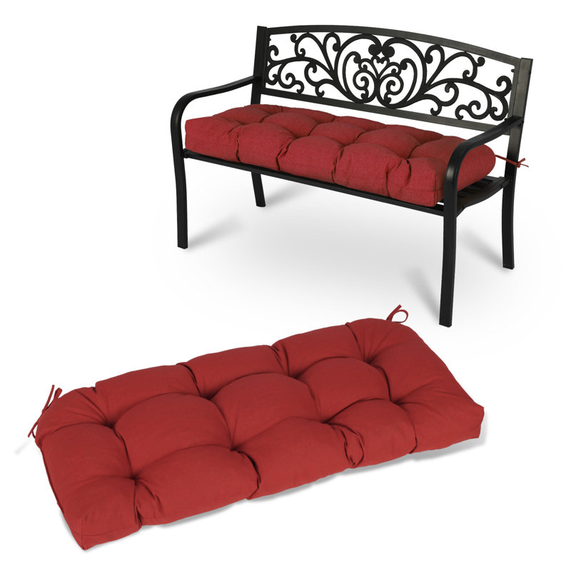 Aoodor Outdoor Polyester Tufted Bench Cushion, Red, 42" W x 19.3" D