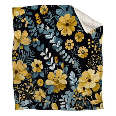 Jeté en molleton à motif floral - Jetés floraux pour canapés ou lits