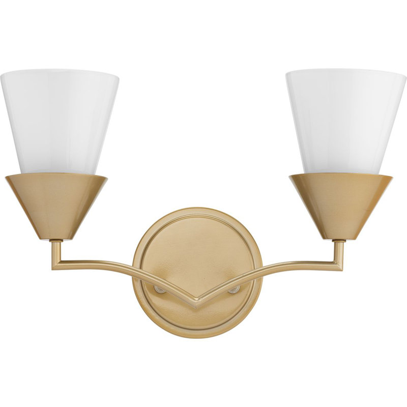 Two-Light Contemporary Vanity Light, Soft Gold