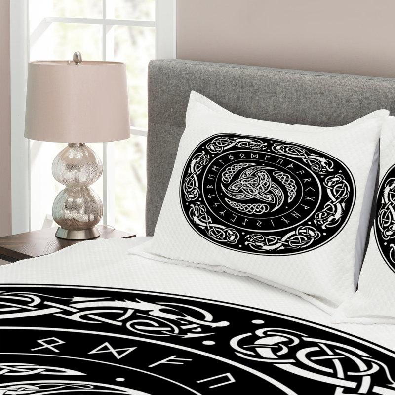 Absidy Black/White Polyester Bedspread Set, 220 x 264 cm