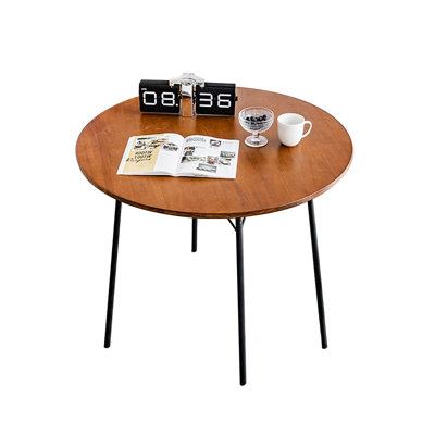 Table de salle à manger ronde en bois massif brun noisette