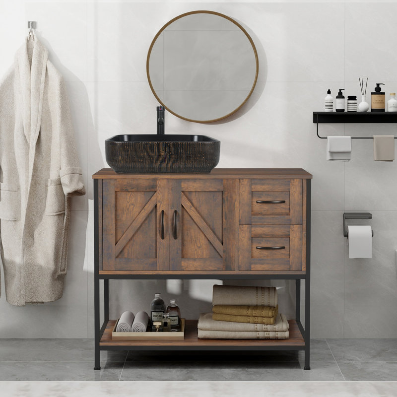 Meuble-lavabo autoportant simple avec lavabo Farmhouse, 30"