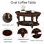 Table basse ovale en bois d'hévéa de 42 po avec tablette de rangement ouverte-888499155