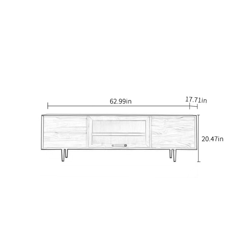 Meuble télé rétro haut de gamme, H 20,47 po x L 62,99 po x l 17,71 po, Noyer