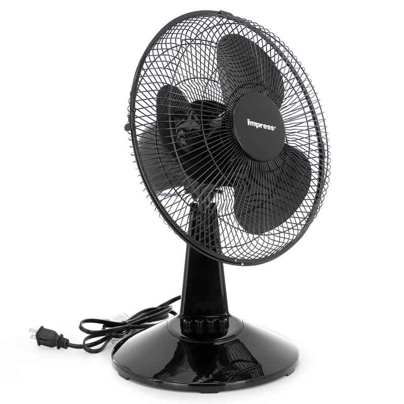 Ventilateur de table oscillant 12 pouces 3 vitesses en noir