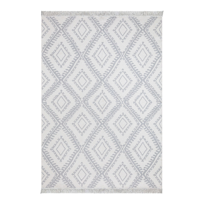 Acacius Geometric Cotton Machine Made Indoor / Outdoor Area Rug, Rectangle 60 x 100cm
