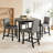 5-Piece Counter Height Square Dining Table Set with 4 Upholstered Chairs