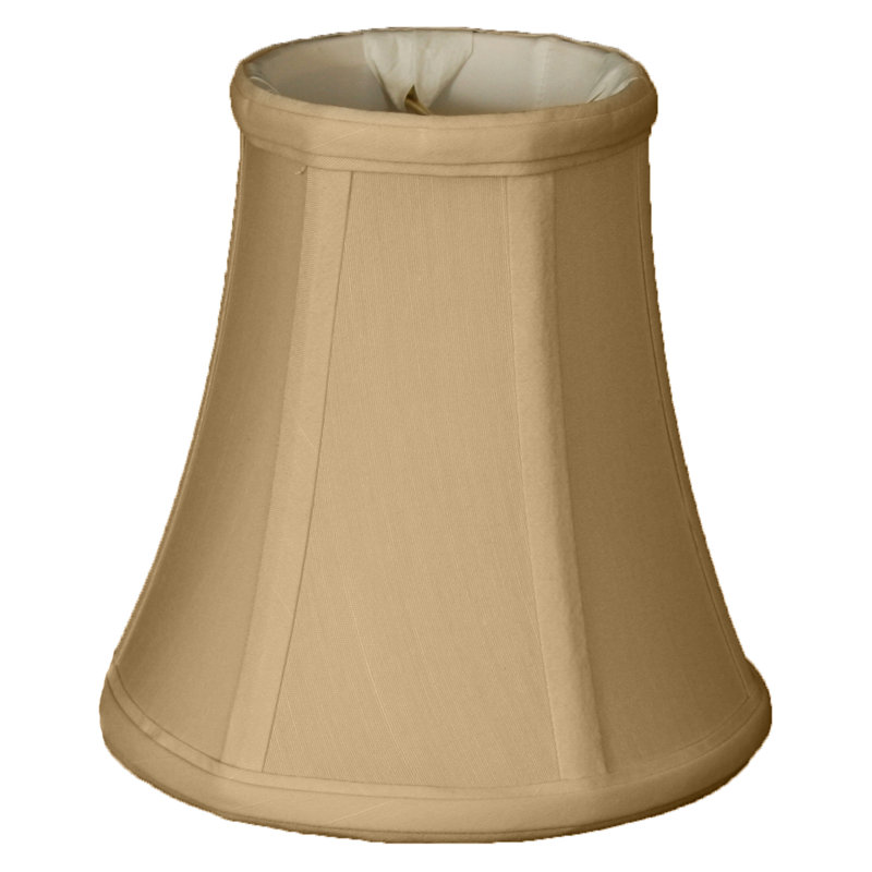 Abat-jour cloche en soie / shantung de 6,25 po (pince flamme), Or antique / Blanc cassé