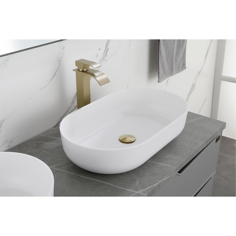 24 In. Rectangular Bathroom Sink White - Above Counter Installation Material To Impact Delicate And Smooth Finish Fading Surface