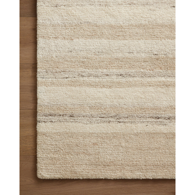 Ivory and Sand Hand-Tufted Wool Square Rug Sample