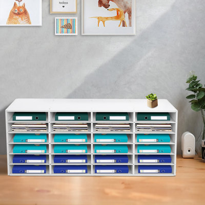 Lawander 24-Slot Manufactured Wood Stackable Paper Organizer